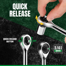 Load image into Gallery viewer, 1/4" Drive, 52 Piece, 6 Point, Shallow & Deep, SAE & Metric Chrome Socket Set