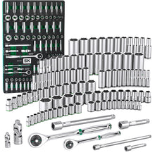 Load image into Gallery viewer, 1/4" & 3/8" Drive, 105 Piece, 6 Point, Shallow & Deep, SAE & Metric Chrome Socket Set