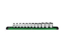 Load image into Gallery viewer, 3/8" Drive, 12 Piece, 6 Point, Standard, Metric Chrome Socket Set