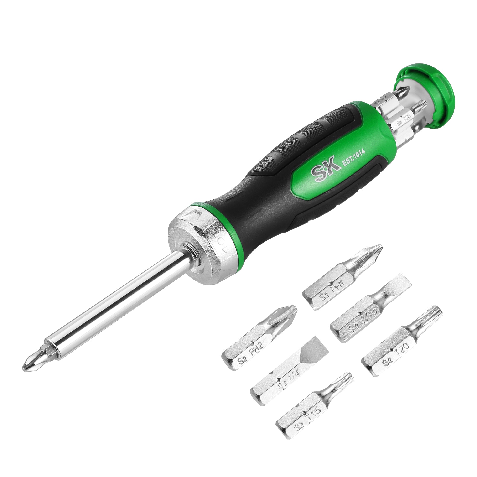 7-in-1, 216-Position Reversible Ratcheting Screwdriver – SK Tools