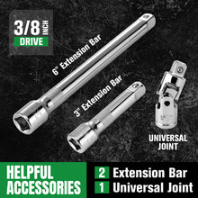 Load image into Gallery viewer, 30 Piece 3/8" Drive, 6 Point, Standard & Deep, SAE Chrome Socket Set