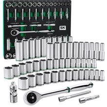 Load image into Gallery viewer, 52 Piece 1/2" Drive, 6 Point, Standard & Deep, SAE & Metric Chrome Socket Set