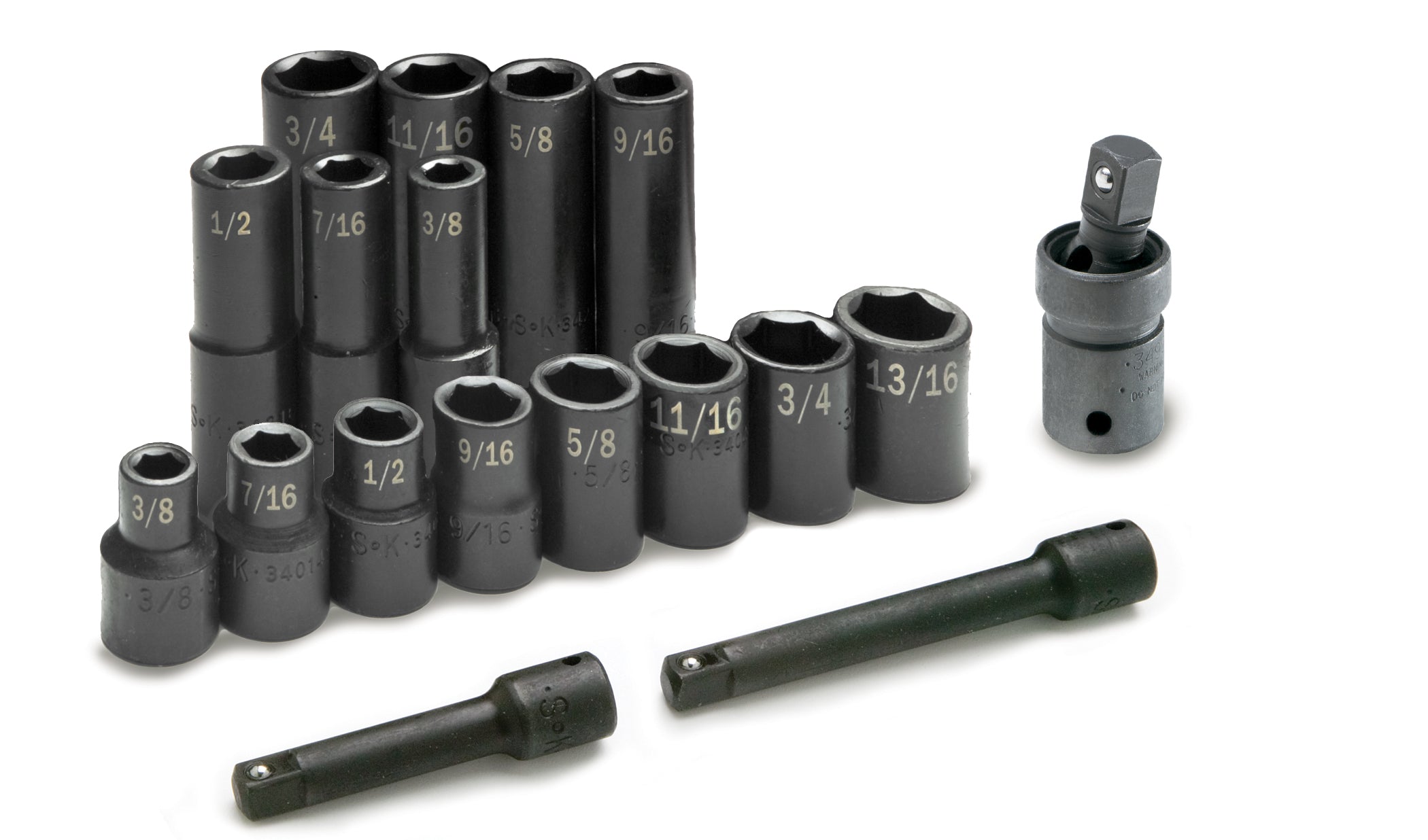 17-Piece 1/2 Inch Drive Shallow Impact Socket Set - Metric 8-24mm 6-Point CR-V Steel With Storage Case