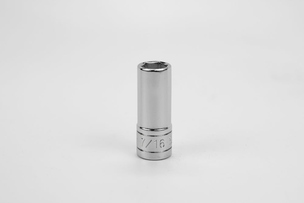 SK Hand Tools 40414 – 3/8" Drive 7/16" Deep 6-Point SAE Chrome Socket (USA-Made)