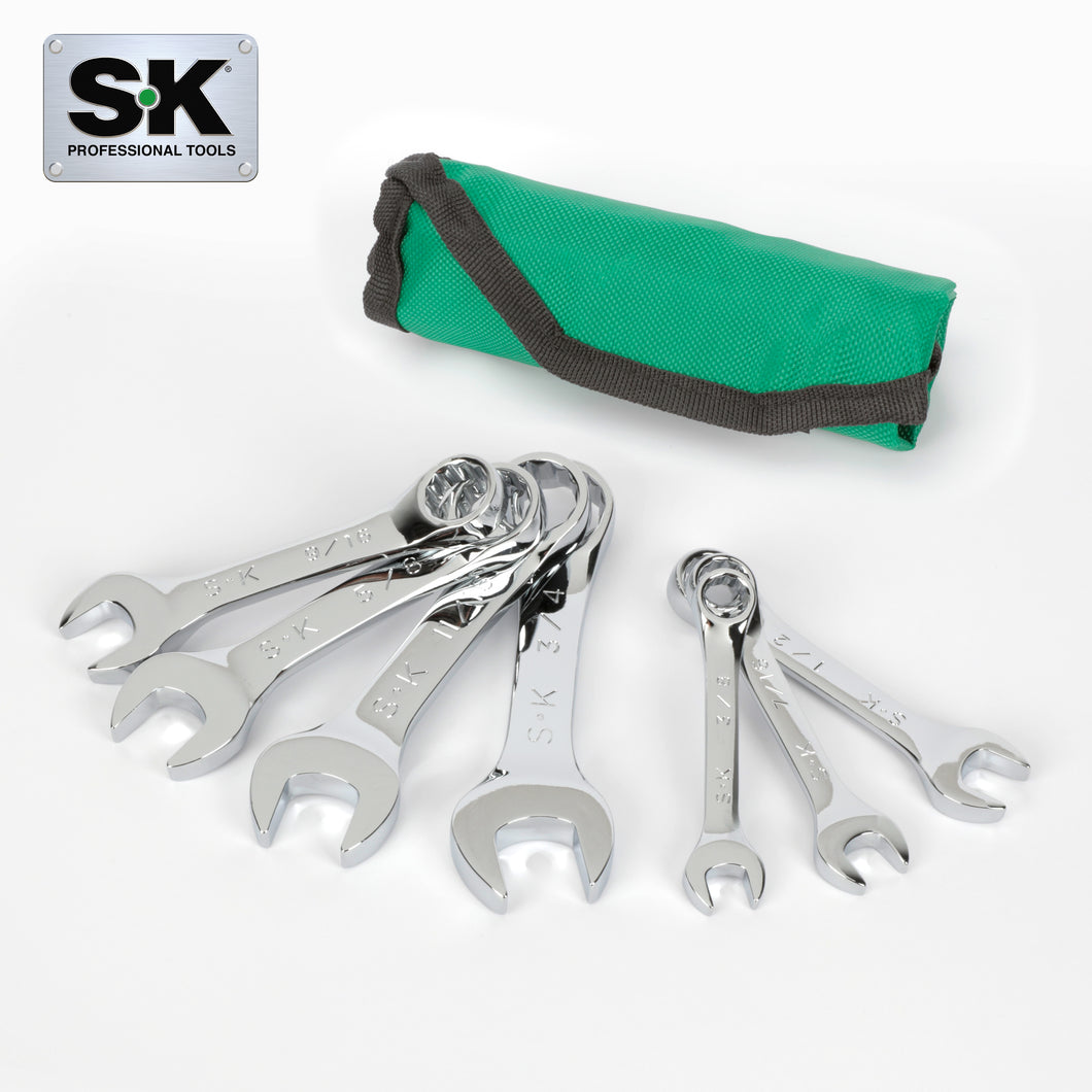 7 Piece 12 Point SAE Short SuperKrome® Combination Wrench Set