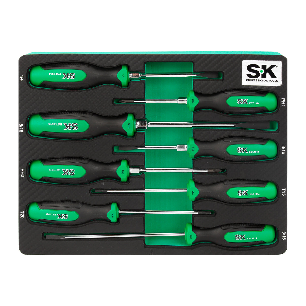SK02044-EVA - 8 Piece Dual-Material Magnetic Combination Screwdriver Set