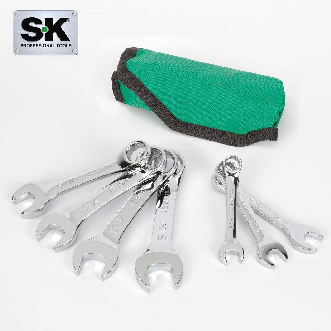 7 Piece 12 Point Metric Short Combination SuperKrome Wrench Set