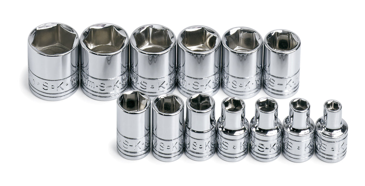 SK1313 - 13 Piece 1/4" Drive 6 Point Standard Metric Chrome Socket Set