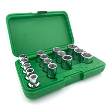 Load image into Gallery viewer, 15 Piece 1/2&quot; Drive 6 Point Standard Metric Chrome Socket Set
