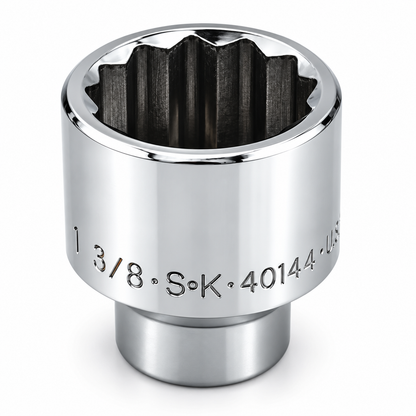 1-3/8" 1/2" Drive 12 Point Fractional Standard Chrome Socket
