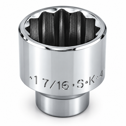 1-7/16" 1/2" Drive 12 Point Fractional Standard Chrome Socket