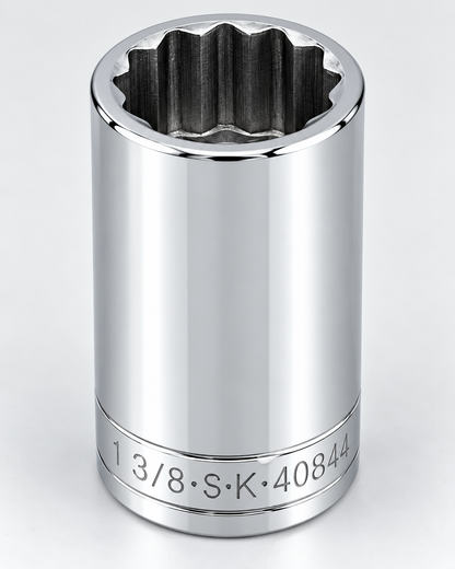 1-3/8" 1/2" Drive 12 Point Fractional Deep Chrome Socket