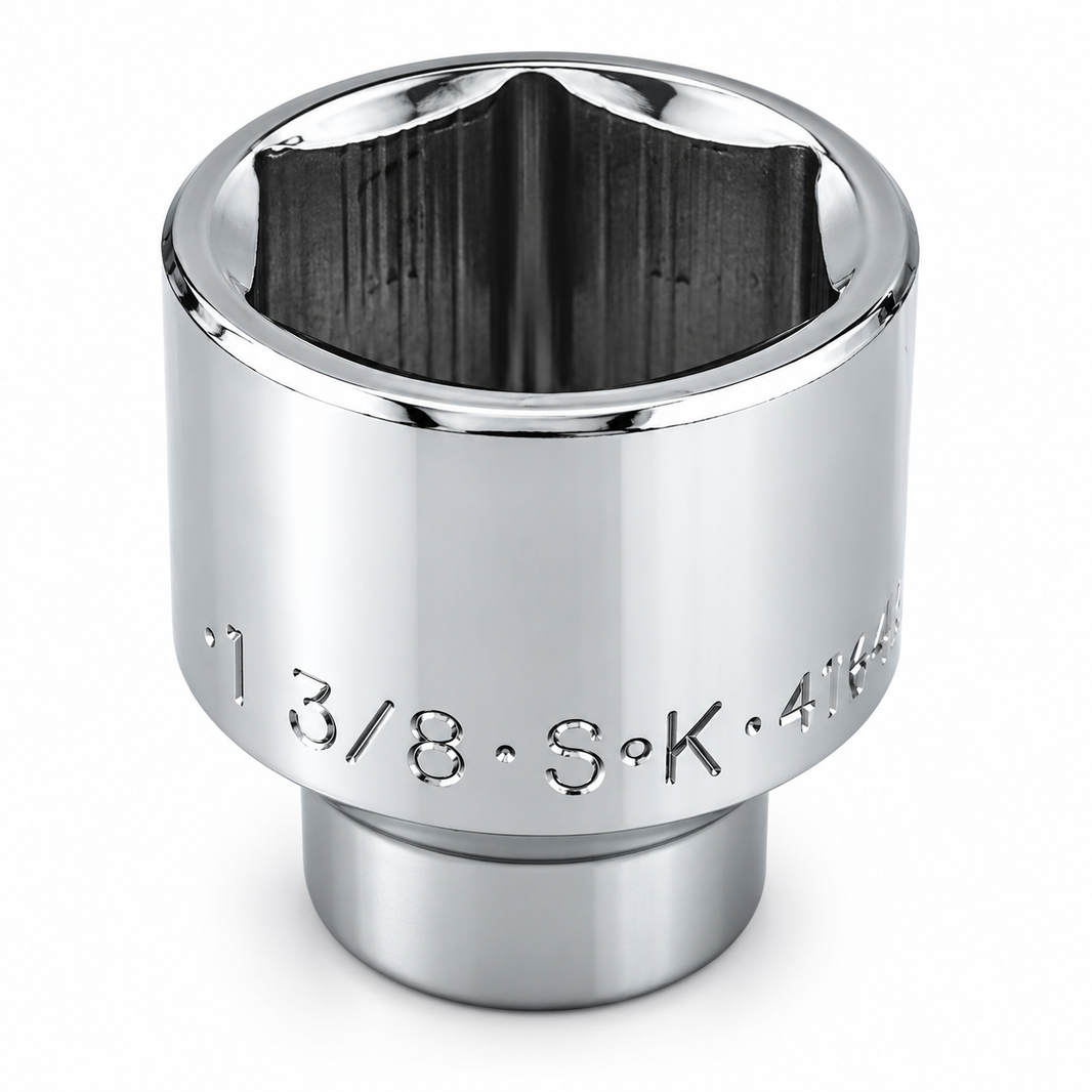1-3/8" 1/2" Drive 6 Point Fractional Standard Chrome Socket