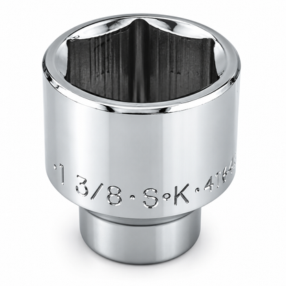 1-3/8" 1/2" Drive 6 Point Fractional Standard Chrome Socket