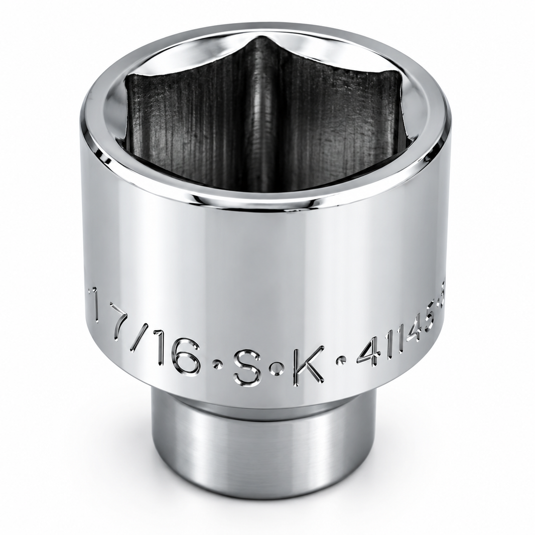 1-7/16" 1/2" Drive 6 Point Fractional Standard Chrome Socket