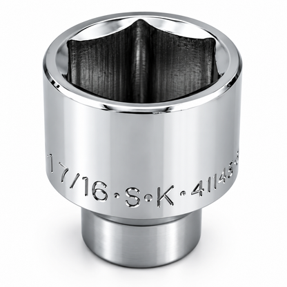 1-7/16" 1/2" Drive 6 Point Fractional Standard Chrome Socket