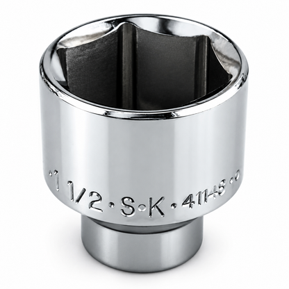 1-1/2" 1/2" Drive 6 Point Fractional Standard Chrome Socket