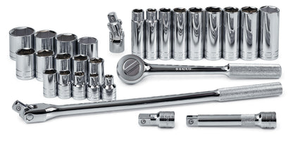 SK4128-6 - 28 Piece 1/2" Drive 6 Point Std and Deep SAE Socket Set
