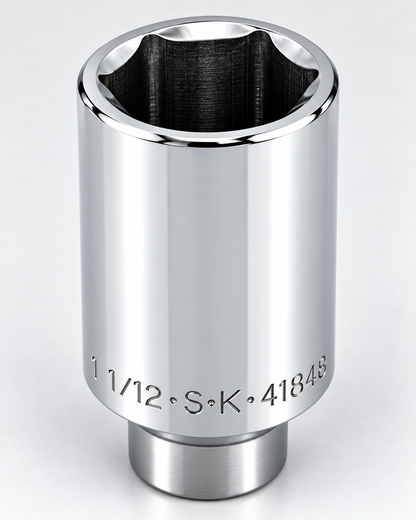 1-1/2" 1/2" Drive 6 Point Fractional Deep Chrome Socket