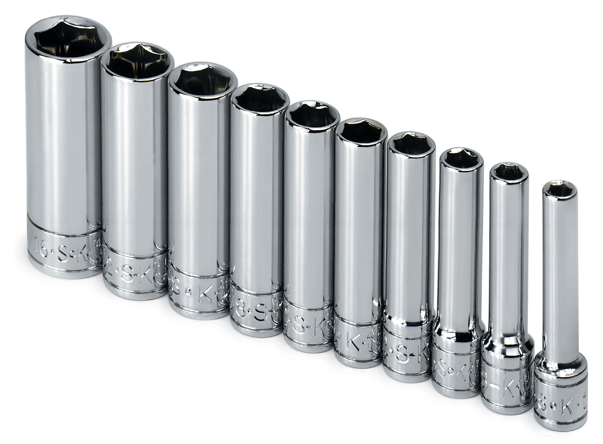 SK4911 - 10 Piece 1/4" Drive 6 Point Deep Fractional Chrome Socket Set