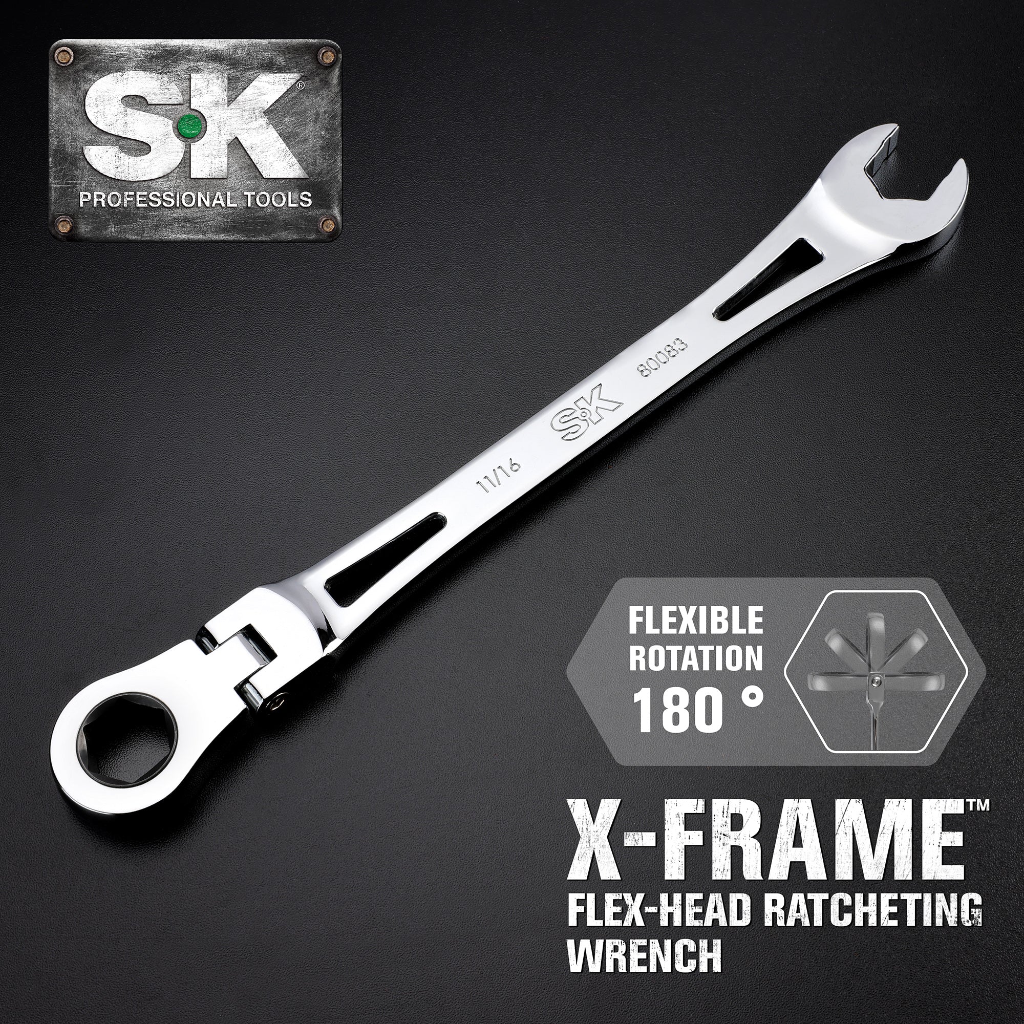 Flex-Head X-Frame® 6-Point SAE Chrome Ratcheting Combination