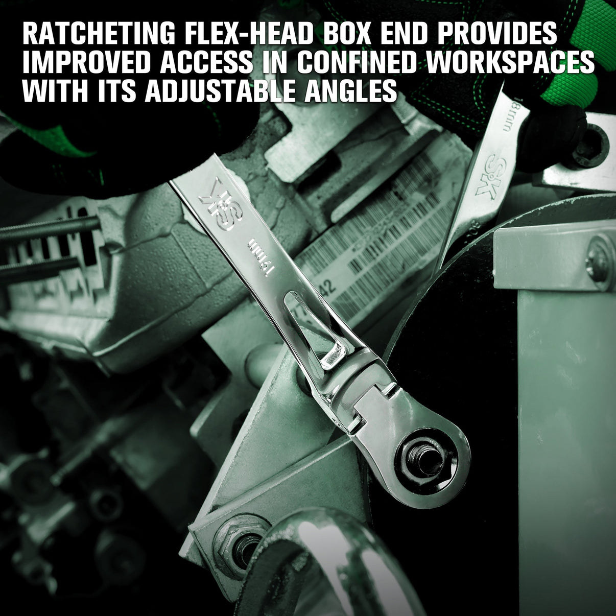 SK80084 - Flex-Head X-Frame® 6-Point SAE Chrome Ratcheting Combination Wrench, 3/4" View 6
