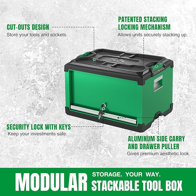 Modular Stackable Storage Tool Box, Lift-Up Sliding Door Steel Box – SK  Tools USA, LLC