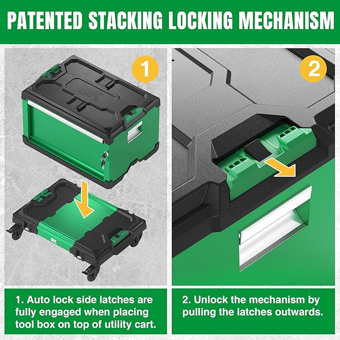 Modular Stackable Storage Tool Box, Lift-Up Sliding Door