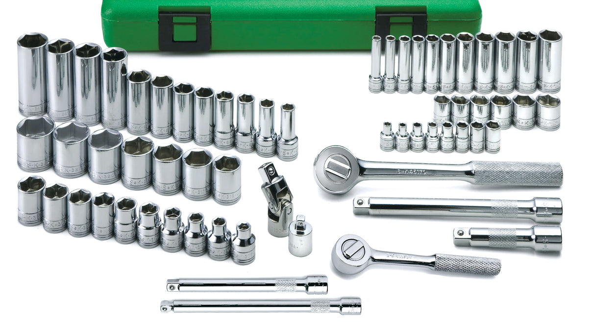 SK94562 - 62 Piece 3/8" and 1/4" Drive Std and Deep Metric Socket Set
