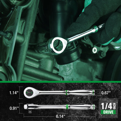 Close-up of a wrench being used on mechanical parts with measurement details below.