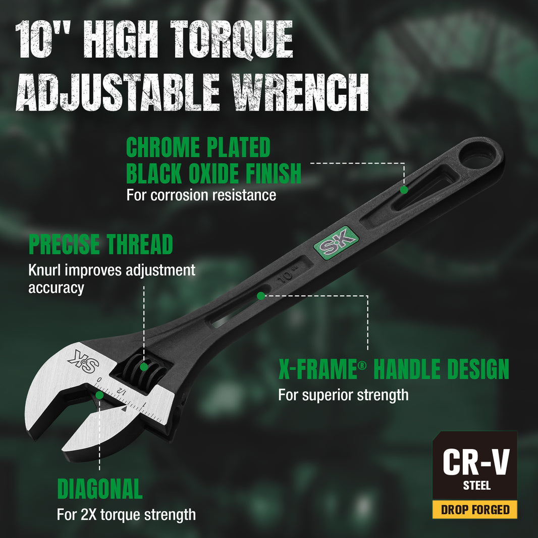 SK01213 - 10" Efficient Adjustable Wrench View 2