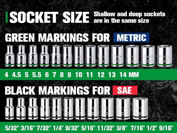 SK01300-216P - 1/4" Drive, 52 Piece, 6 Point, Shallow & Deep, SAE & Metric Chrome Socket Set View 7
