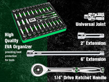 Load image into Gallery viewer, 1/4&quot; Drive, 52 Piece, 6 Point, Shallow &amp; Deep, SAE &amp; Metric Chrome Socket Set
