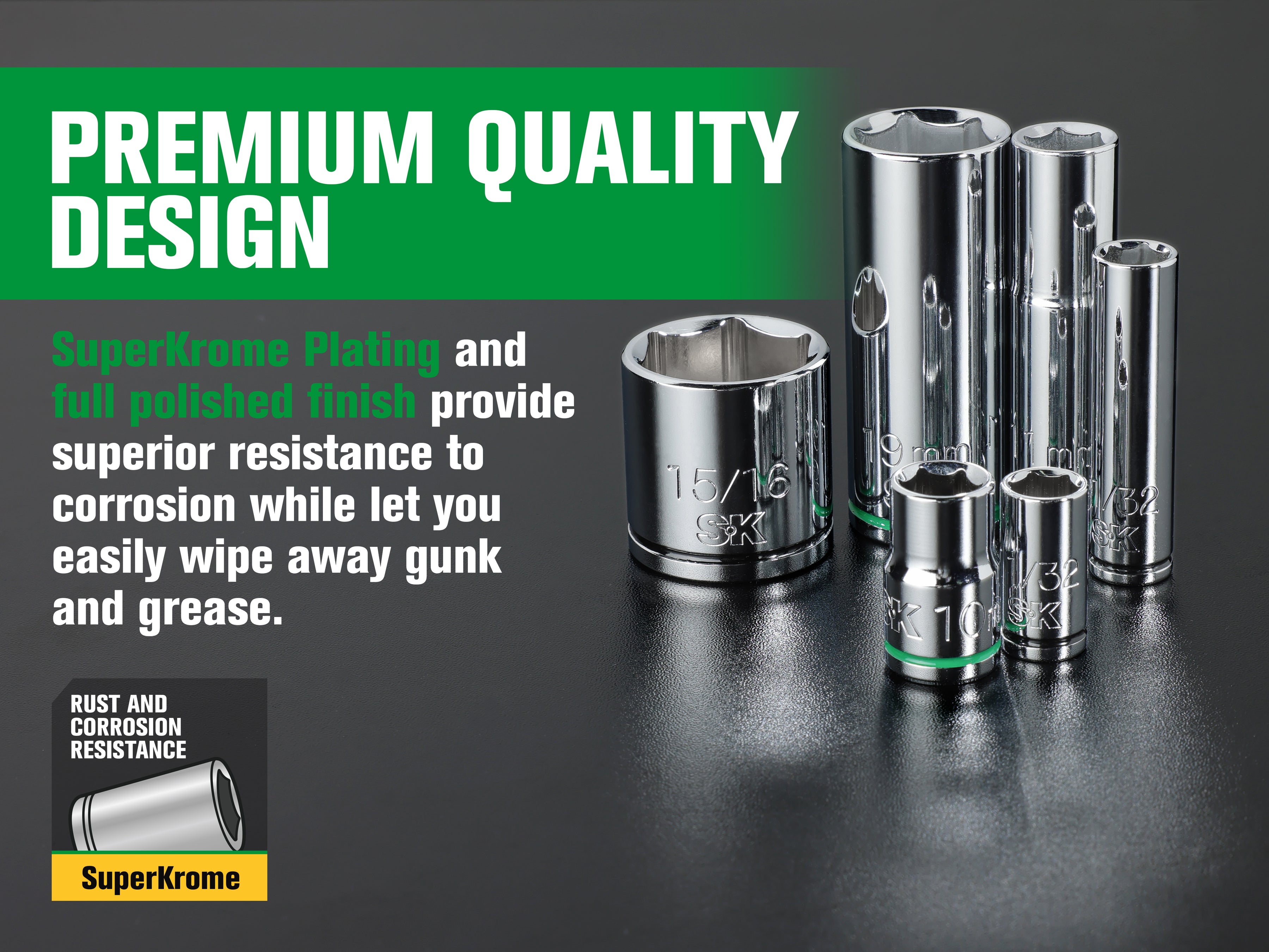 SK01321-216P - 1/4" & 3/8" Drive, 105 Piece, 6 Point, Shallow & Deep, SAE & Metric Chrome Socket Set View 5