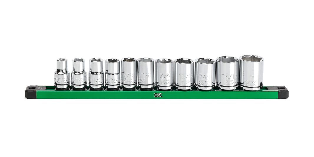 SK01342 - 1/2" Drive, 11 Piece, 6 Point, SAE, Standard Chrome Socket Set