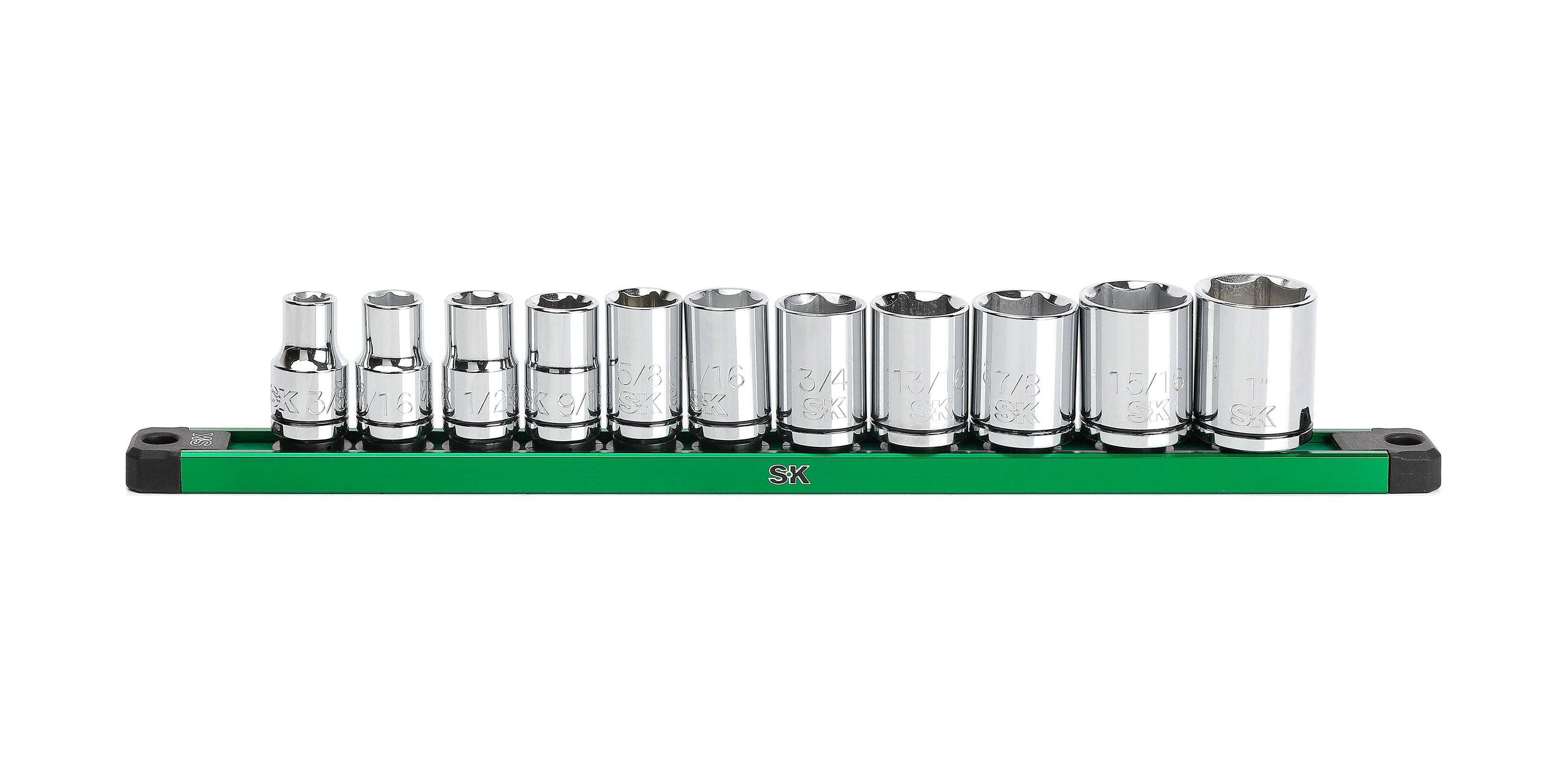 SK01342 - 1/2" Drive, 11 Piece, 6 Point, SAE, Standard Chrome Socket Set