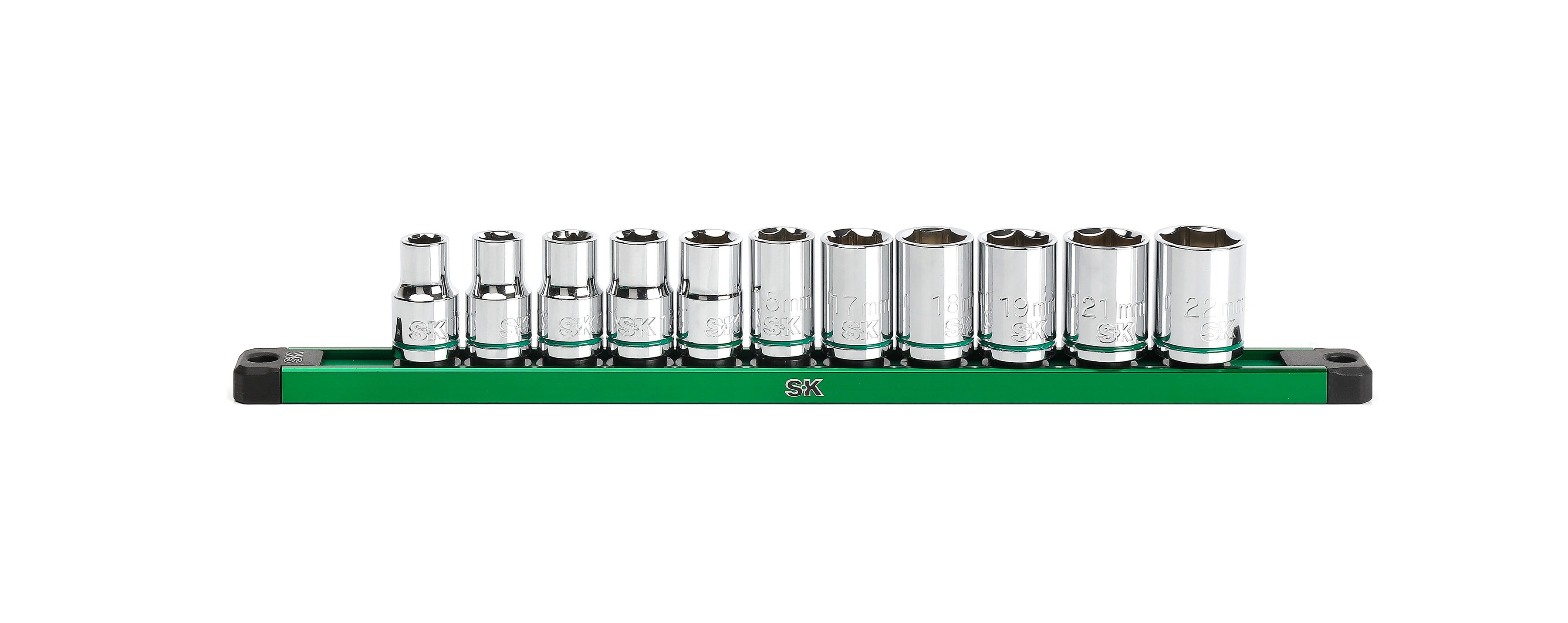 SK01343 - 1/2" Drive, 11 Piece, 6 Point, Metric, Standard Chrome Socket Set