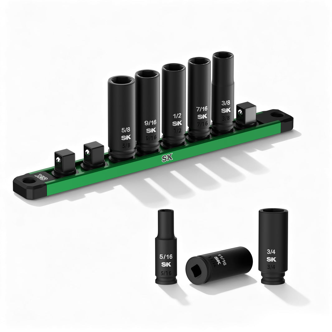 3/8" Drive, 8 Piece, 6 Point, Deep SAE Impact Socket Set, #SK01350