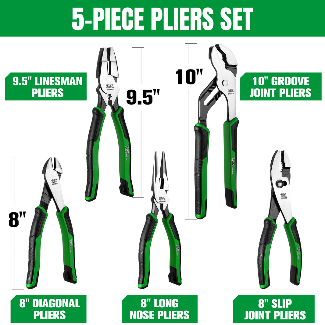 SK01458 - 5 Piece Dual-Material Multi-Purpose Pliers Set View 2