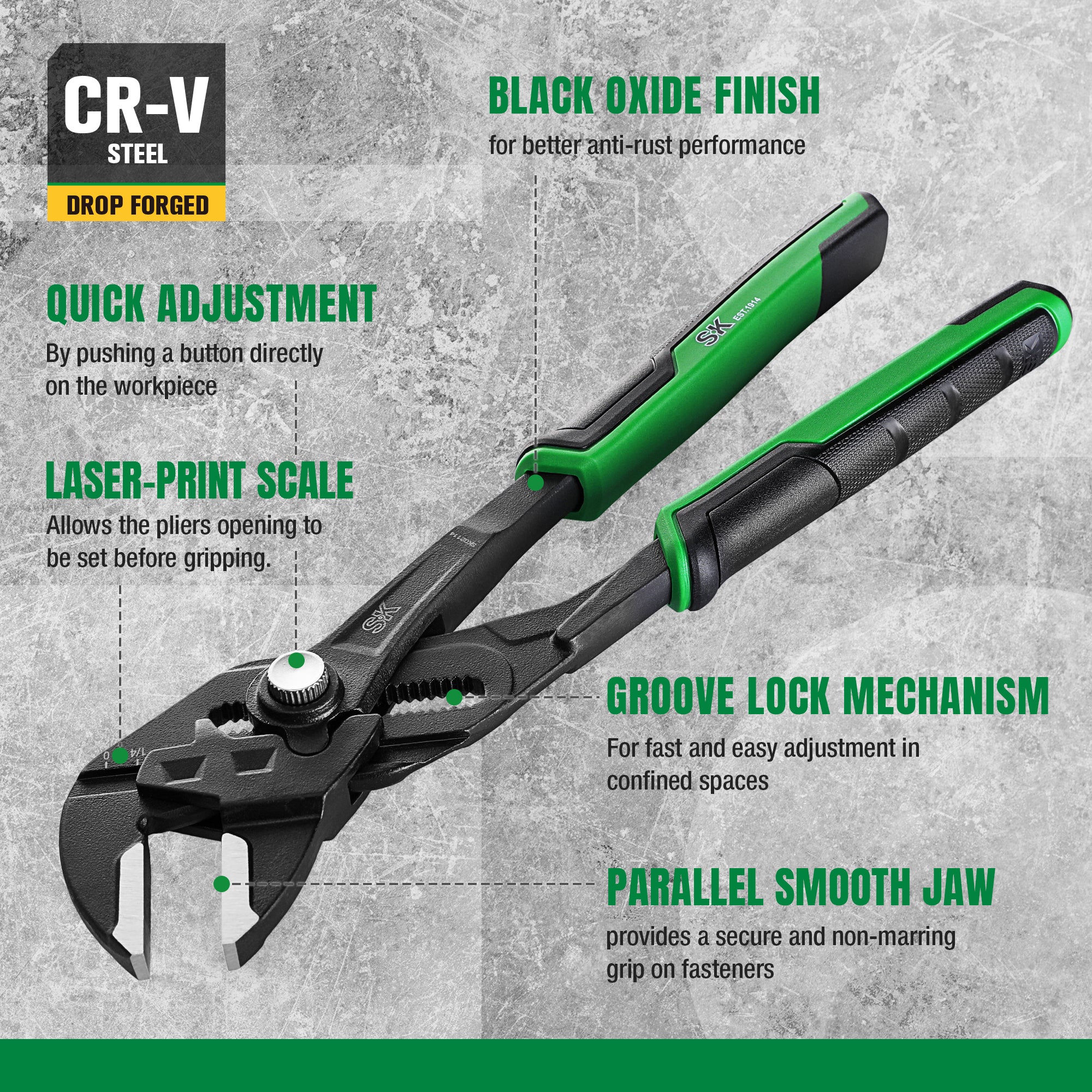 SK01459 - 5 Piece Dual-Material Multi-Purpose Ergonomic Pliers Set View 5