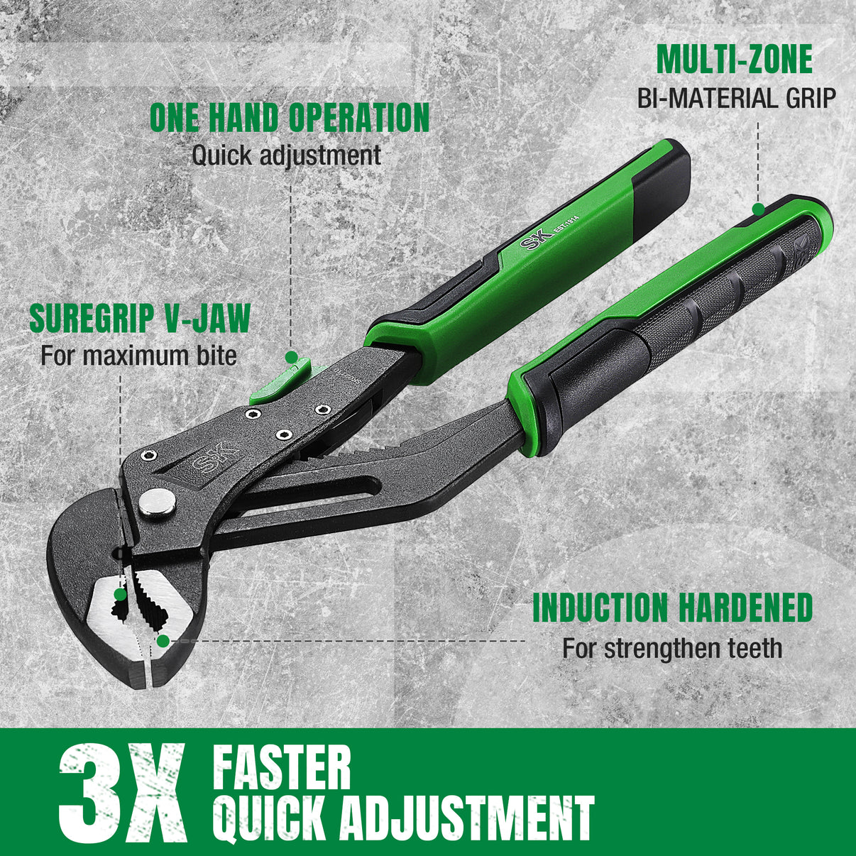 SK01459 - 5 Piece Dual-Material Multi-Purpose Ergonomic Pliers Set View 6