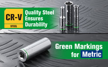 Load image into Gallery viewer, 1/4&quot; Drive, 12 Piece, 6 Point, Deep, Metric Chrome Socket Set

