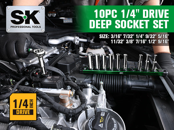 SK01344 - 1/4" Drive, 11 Piece, 6 Point, Deep, SAE Chrome Socket Set View 2