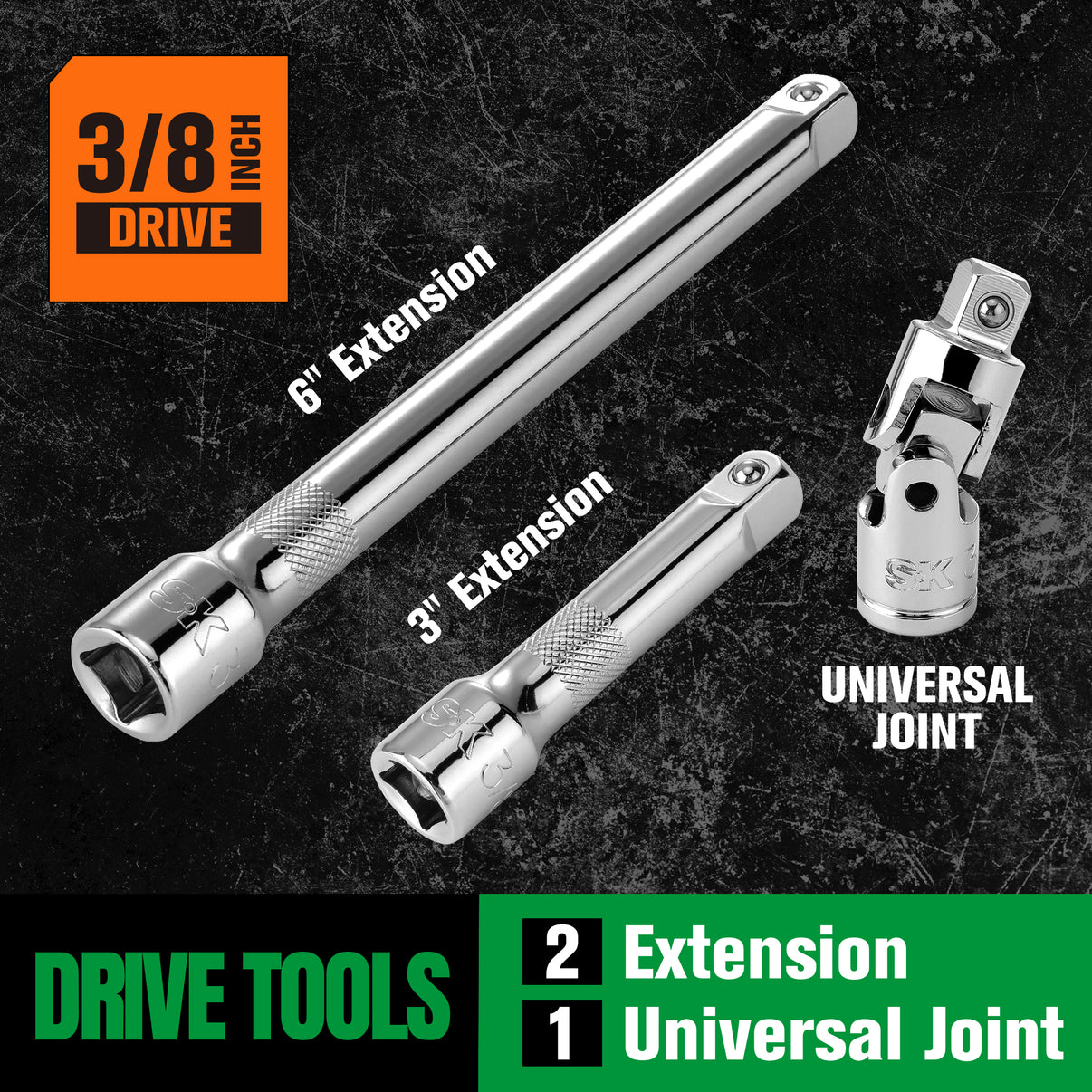 SK01307-216P - 56 Piece 3/8" Drive, 6 Point, Standard & Deep, SAE & Metric Chrome Socket Set View 5