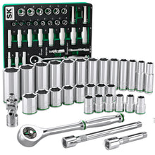 Load image into Gallery viewer, 31 Piece 3/8&quot; Drive, 6 Point, Standard &amp; Deep, Metric Chrome Socket Set
