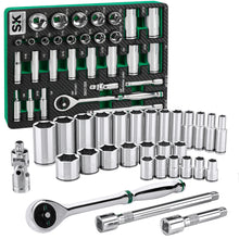 Load image into Gallery viewer, 30 Piece 3/8&quot; Drive, 6 Point, Standard &amp; Deep, SAE Chrome Socket Set
