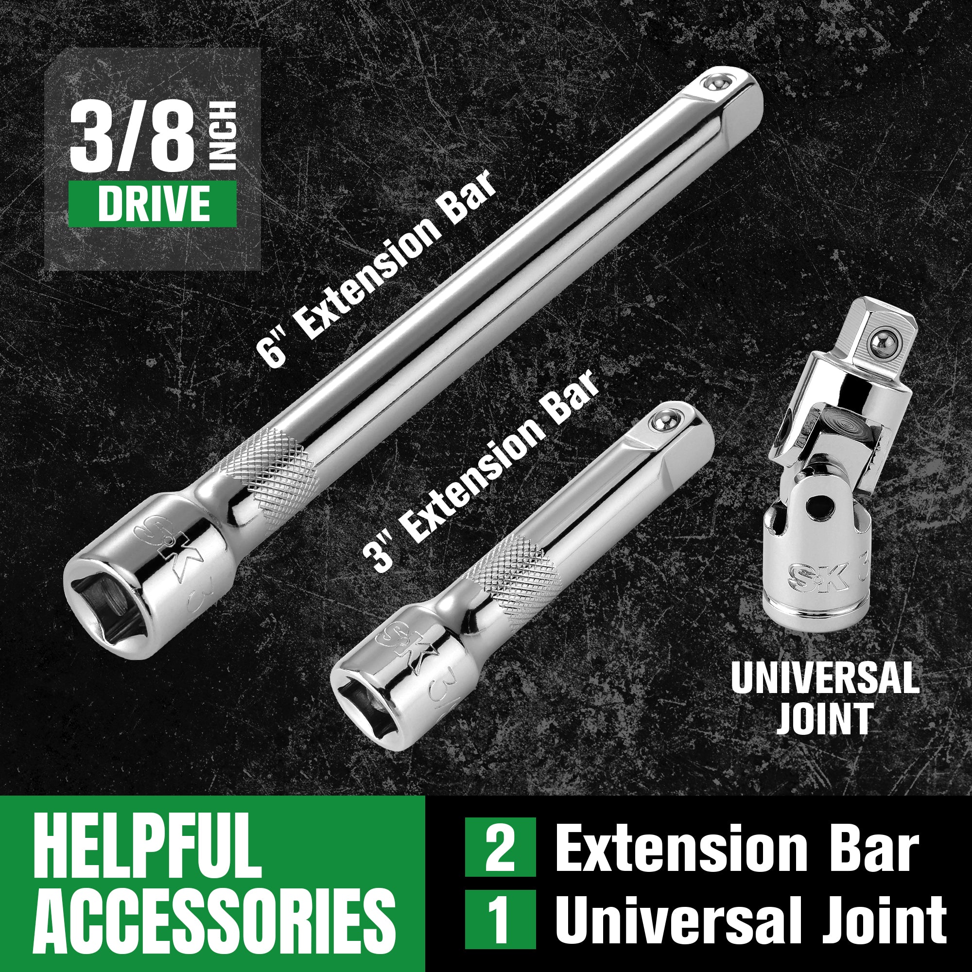 SK01309-216P - 30 Piece 3/8" Drive, 6 Point, Standard & Deep, SAE Chrome Socket Set View 6