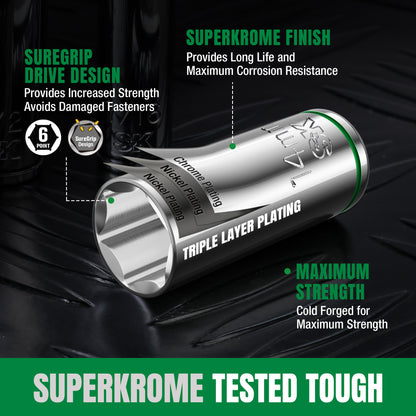 SK01314-216P - 52 Piece 1/2" Drive, 6 Point, Standard & Deep, SAE & Metric Chrome Socket Set View 7