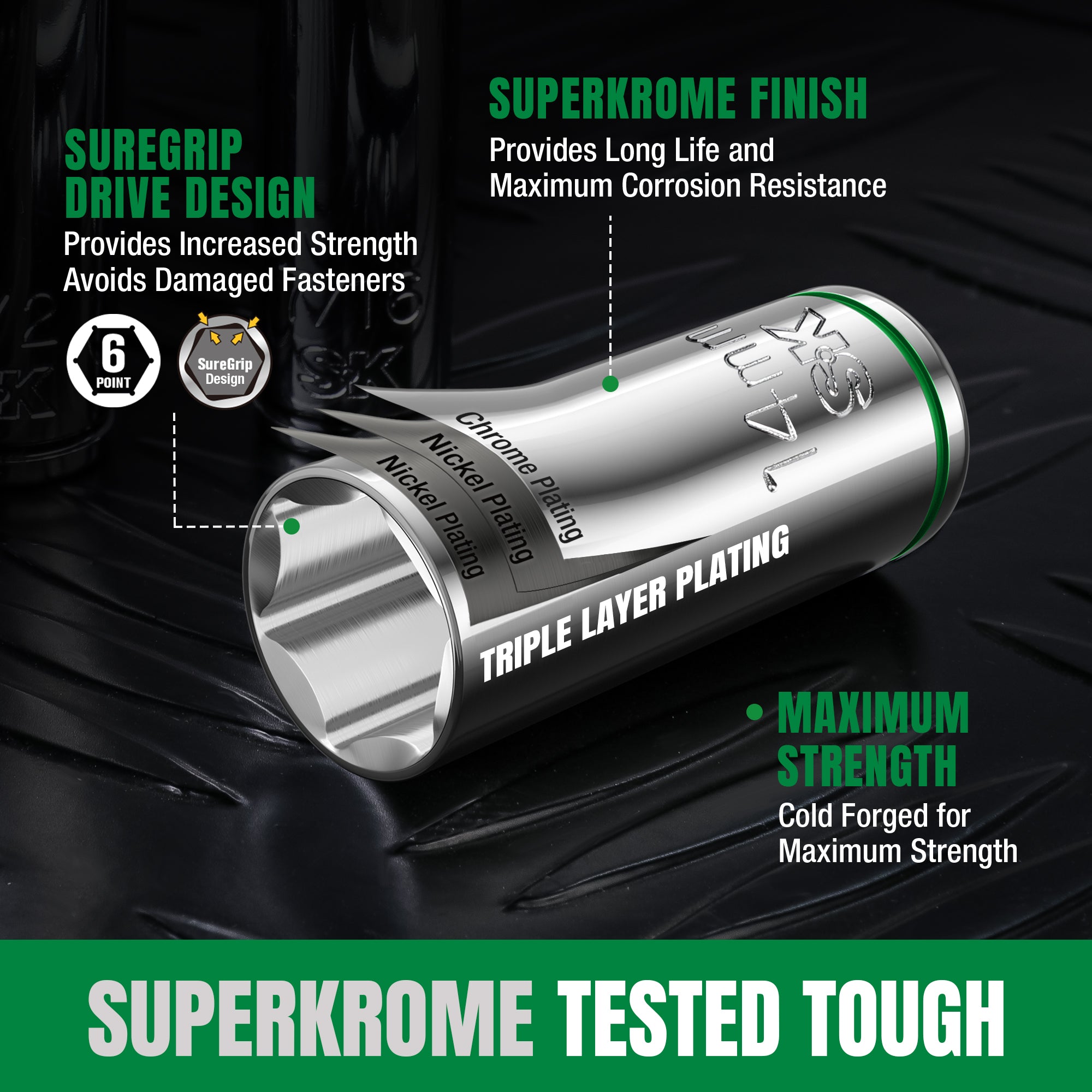 SK01456-216P - 49 Piece 1/2" Drive, 6 Point, Standard & Deep, SAE & Metric Chrome Socket Set View 6