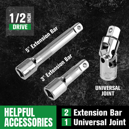 SK01315-216P - 31 Piece 1/2" Drive, 6 Point, Standard & Deep, Metric Chrome Socket Set View 6